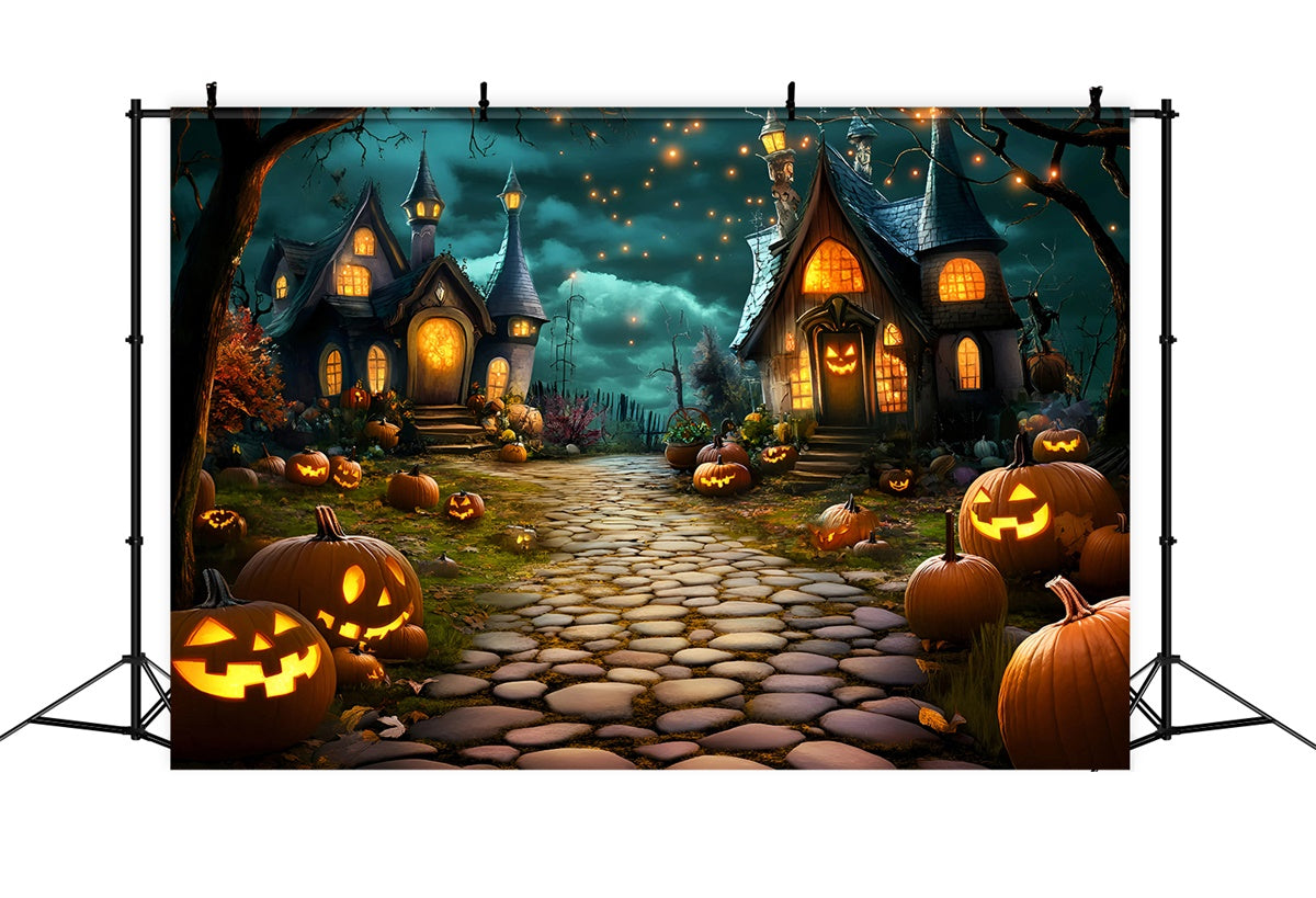 Halloween Photography Backdrop Spooky Village Glow Backdrop UK GQ6-213