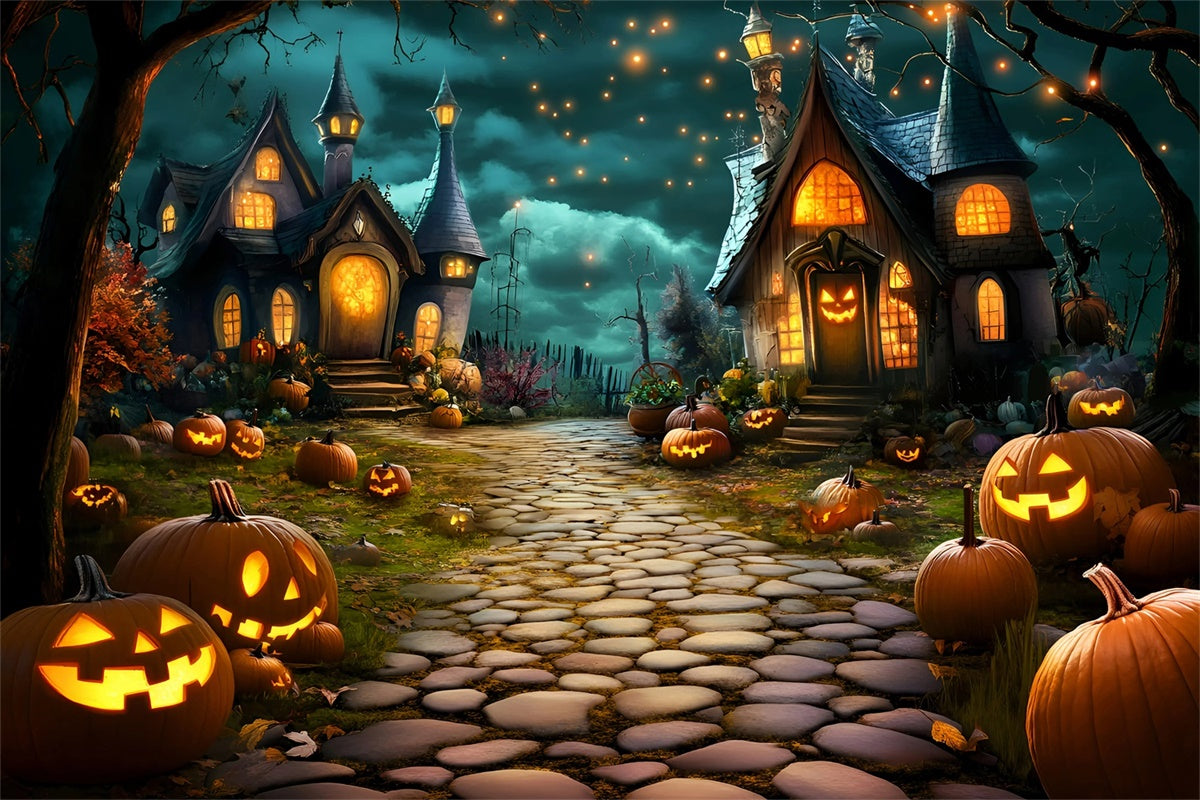 Halloween Photography Backdrop Spooky Village Glow Backdrop UK GQ6-213