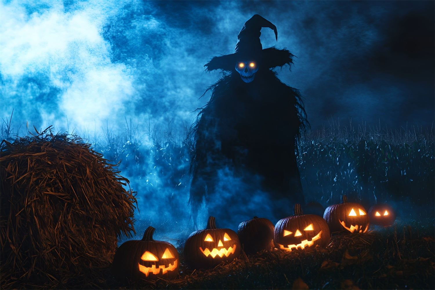 Halloween Backdrops Evil Scarecrow Pumpkin Patch Backdrop UK GQ6-215