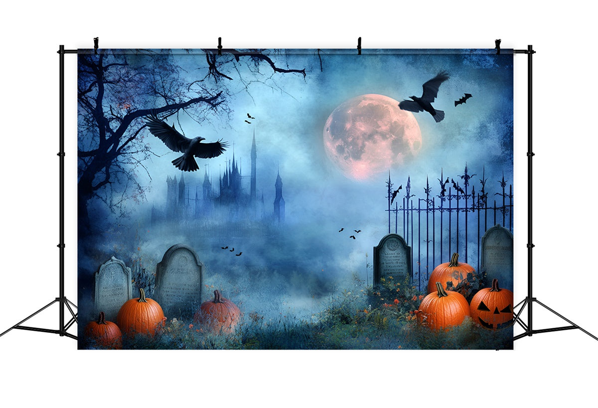 Halloween Graveyard Backdrop Midnight Cemetery Spooky Backdrop UK GQ6-217