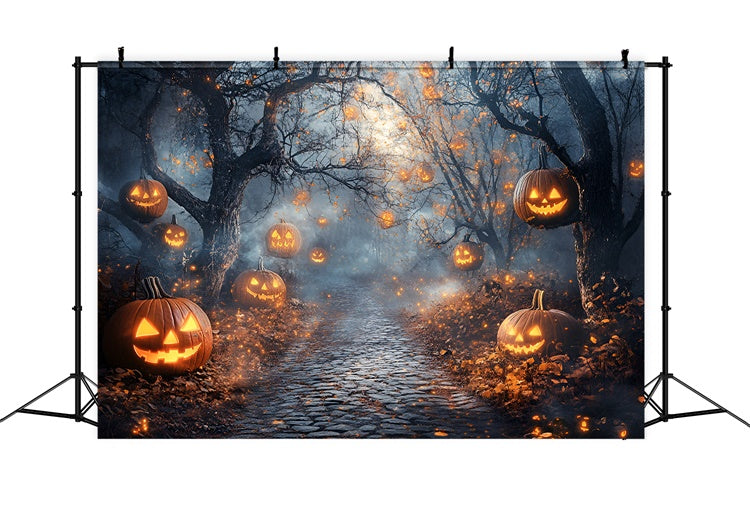 Forest Backdrop Pumpkin Spirit Misty Halloween Backdrops UK GQ6-218