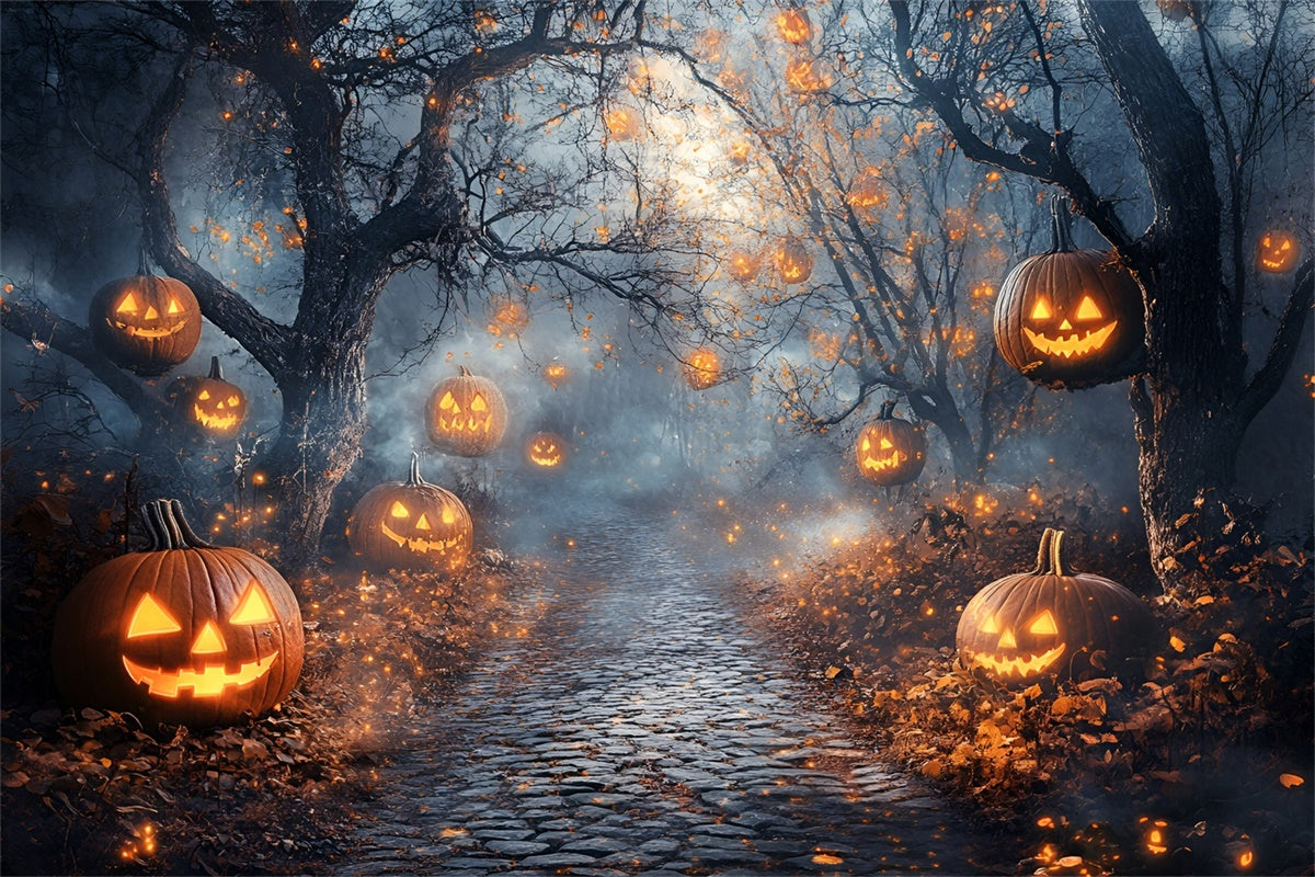 Forest Backdrop Pumpkin Spirit Misty Halloween Backdrops UK GQ6-218