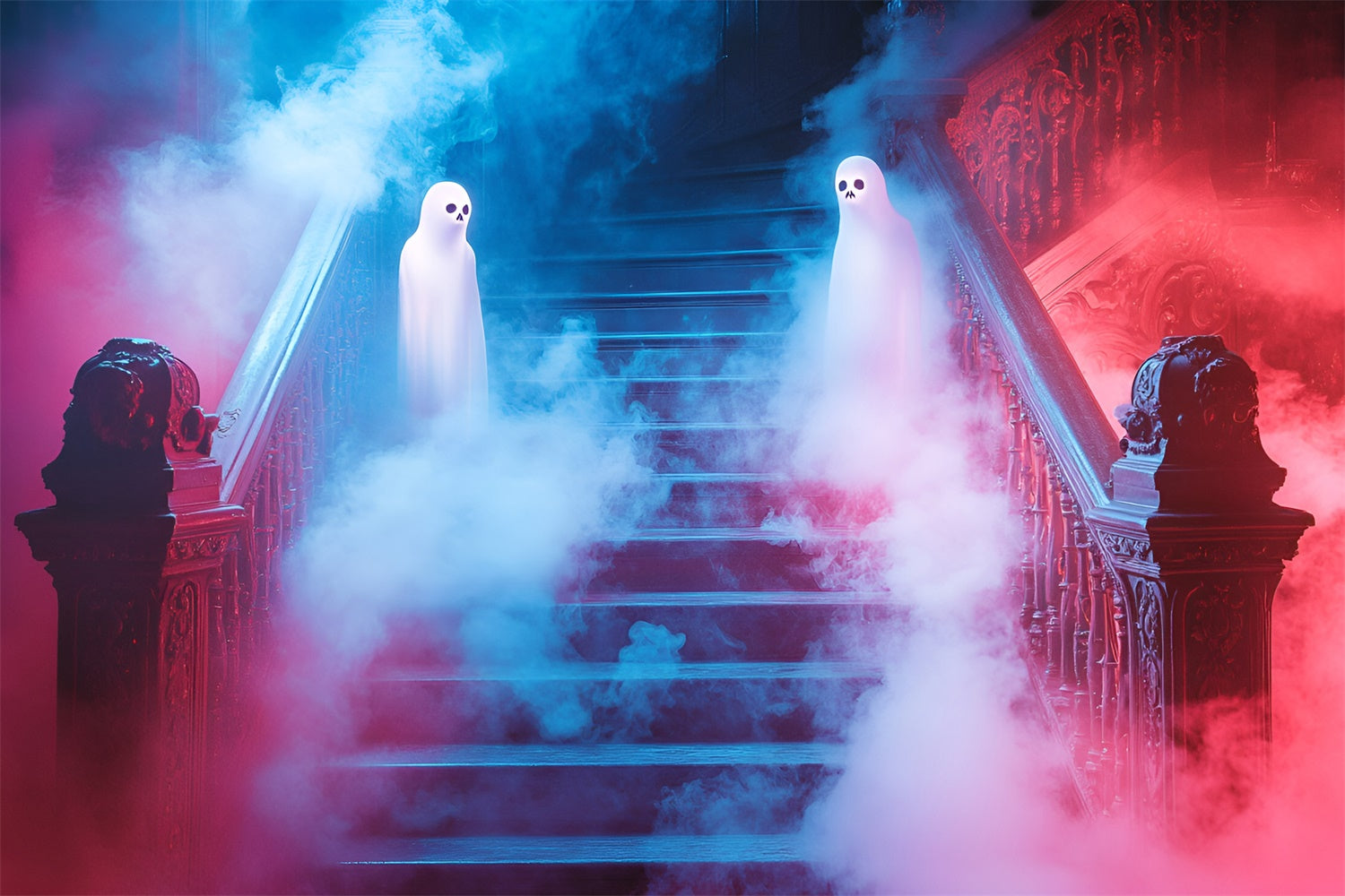Spooky Halloween Backdrop Haunted Staircase Specter Backdrop UK GQ6-220