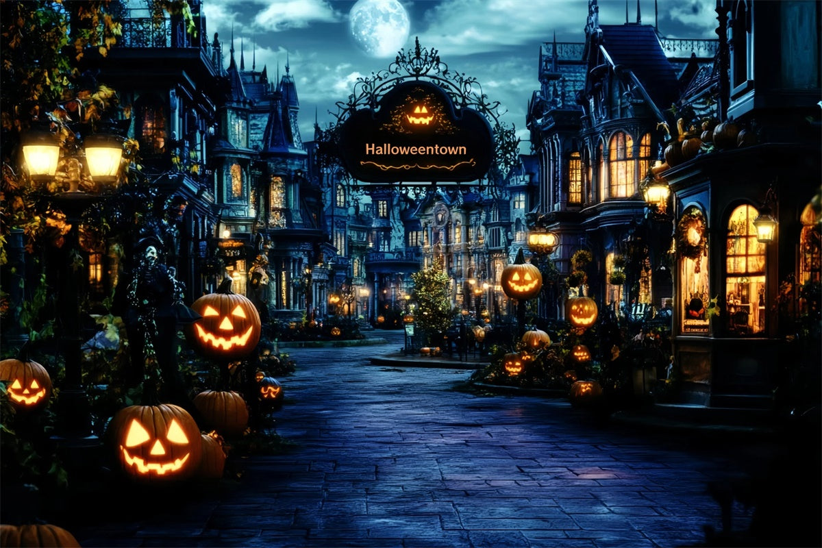 Halloween Backdrop Ideas Haunted Village Lantern Backdrop UK GQ6-222
