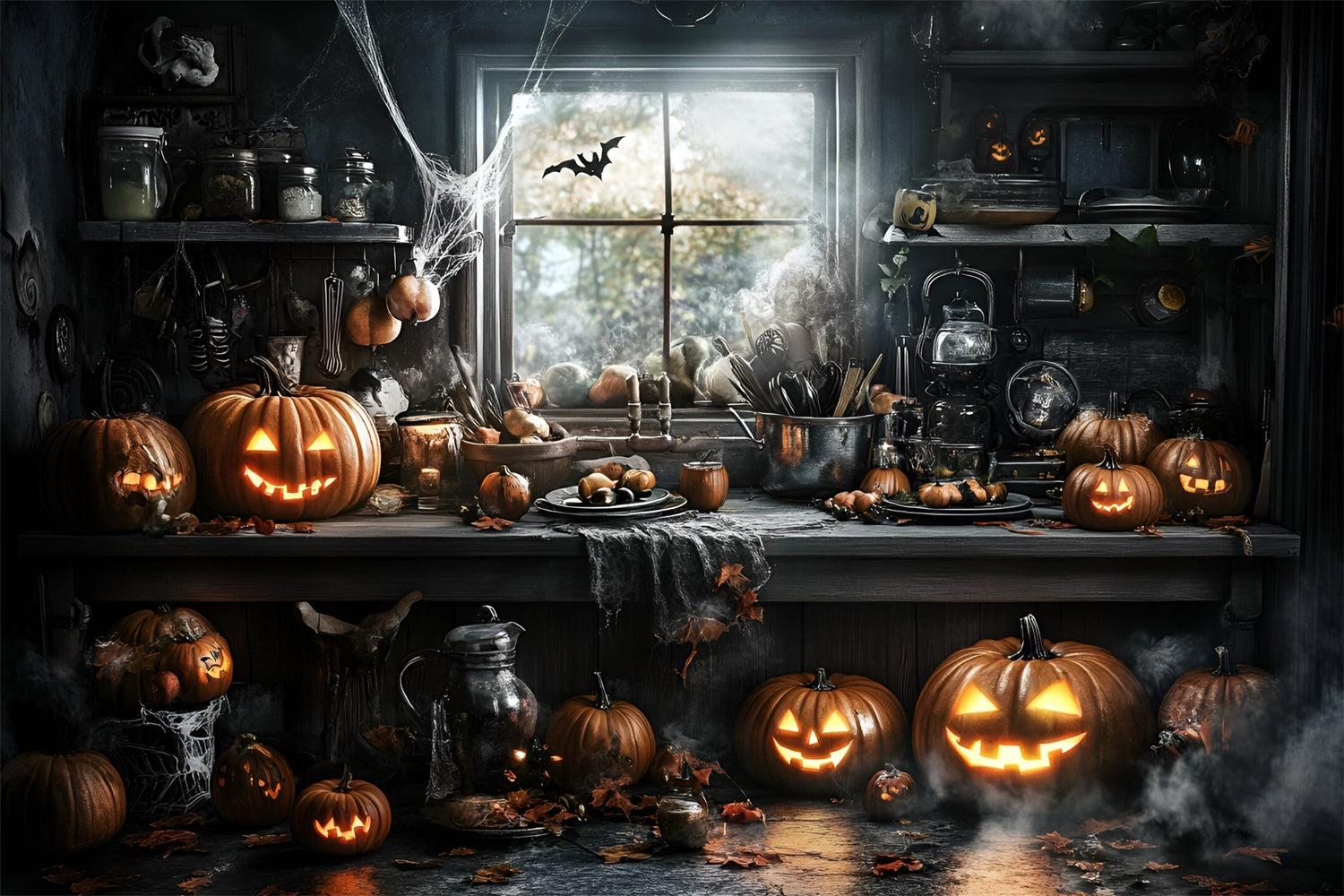 Halloween Picture Backdrop Wicked Kitchen Pumpkin Backdrop UK GQ6-225