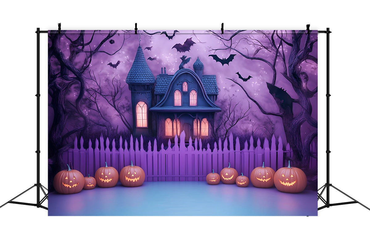 Scary Halloween Backdrop Creepy Purple Haunted House Backdrop UK GQ6-227