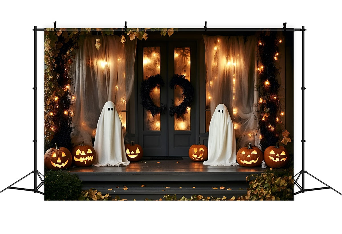 Spooky Halloween Backdrop Ghostly Porch Lantern Backdrop UK GQ6-230