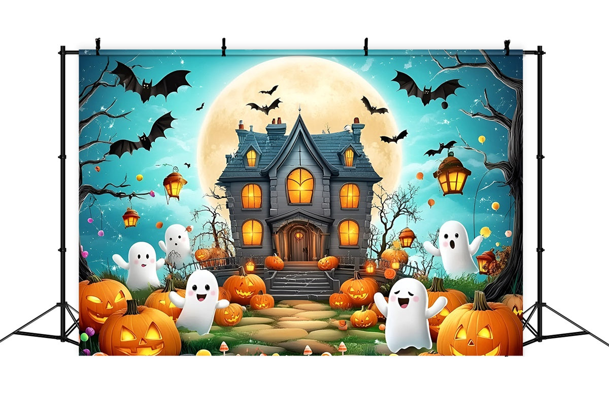 Cute Halloween Backdrop Haunted House Pumpkin Party Backdrop UK GQ6-231
