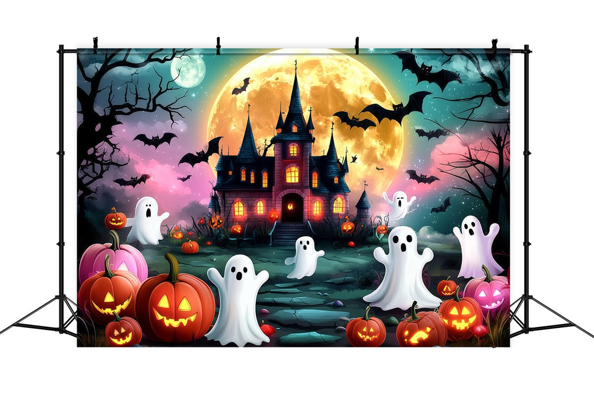 Halloween Moon Backdrop Ghost Parade Haunted Castle Backdrop UK GQ6-233