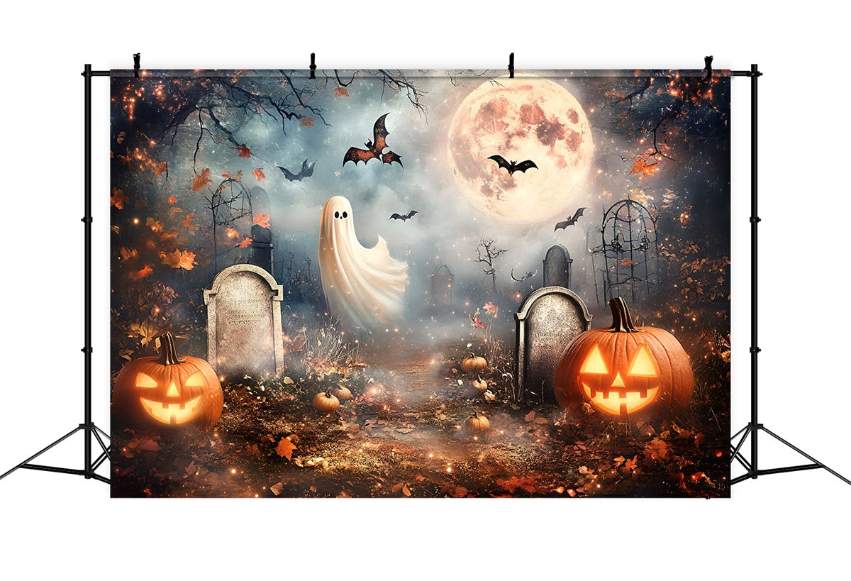 Halloween Graveyard Backdrop Full Moon Spirits Grave Backdrop UK GQ6-235