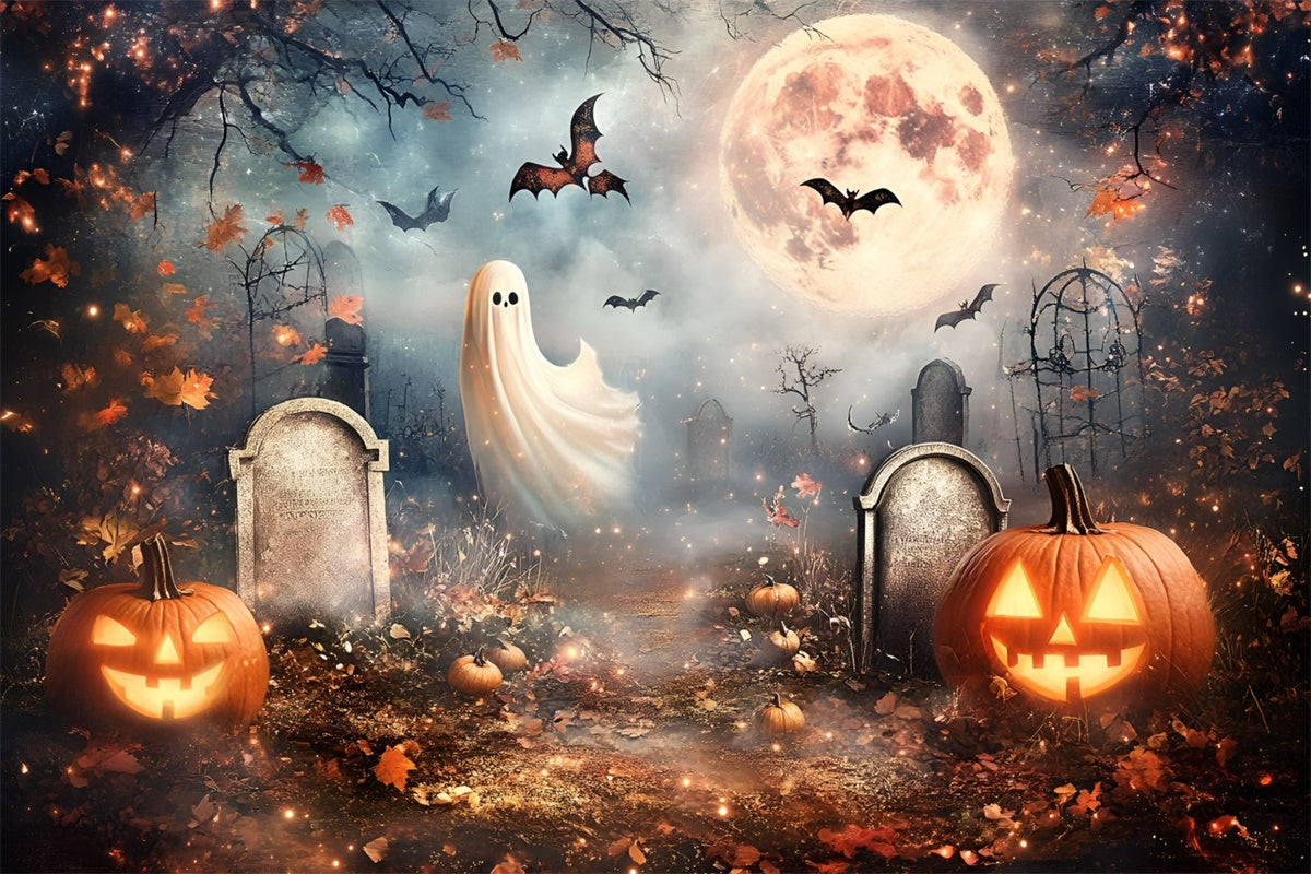 Halloween Graveyard Backdrop Full Moon Spirits Grave Backdrop UK GQ6-235