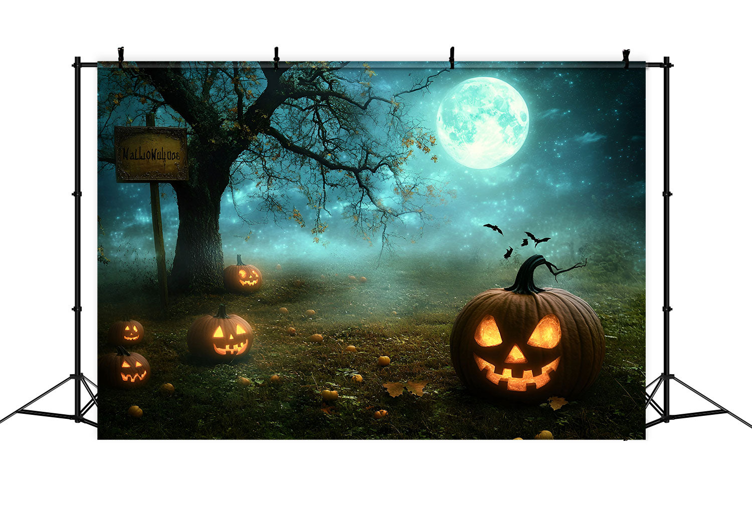 Halloween Photo Backdrops Moonlit Pumpkin Grove Backdrop UK GQ6-237