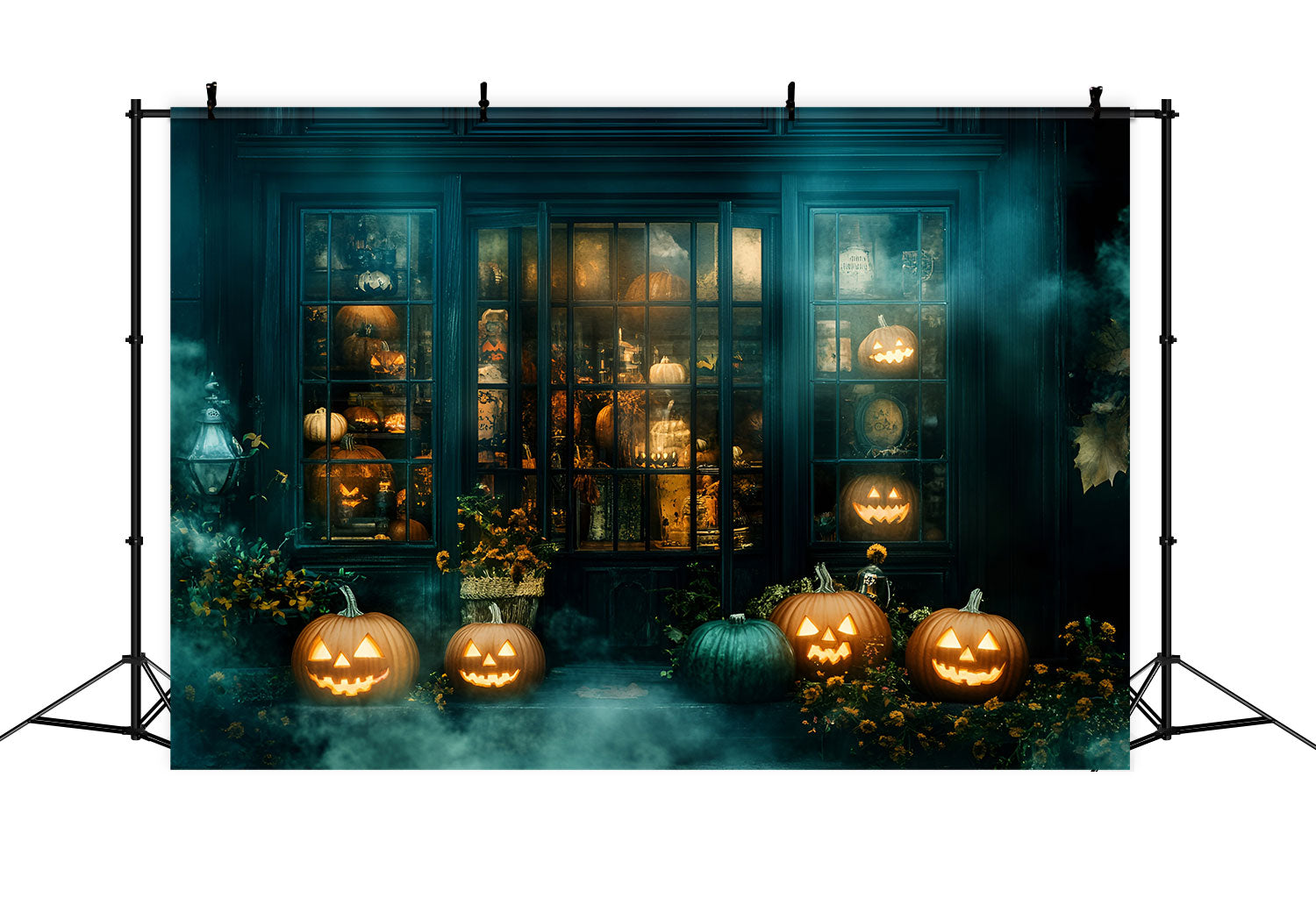 Halloween Backdrop Ideas Ghostly Foggy Store Scene Backdrop UK GQ6-238