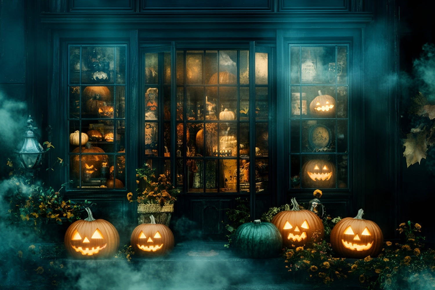 Halloween Backdrop Ideas Ghostly Foggy Store Scene Backdrop UK GQ6-238