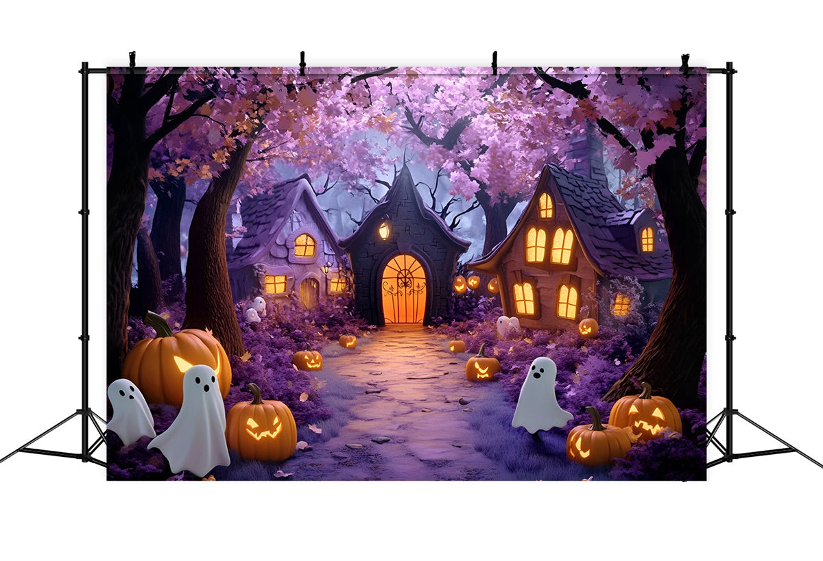 Forest Backdrops Enchanted Ghost Village Halloween Backdrop UK GQ6-241