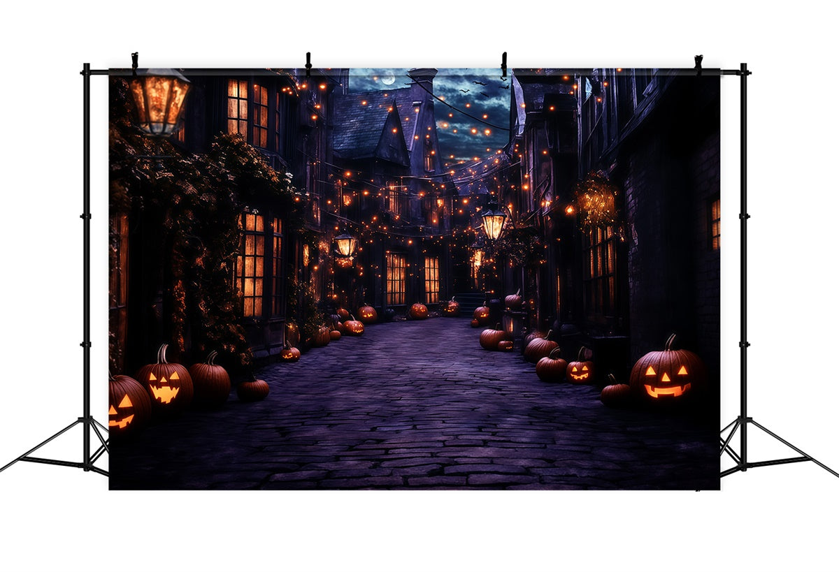 Halloween Backdrops Ghostly Lantern Village Night Backdrop UK GQ6-249