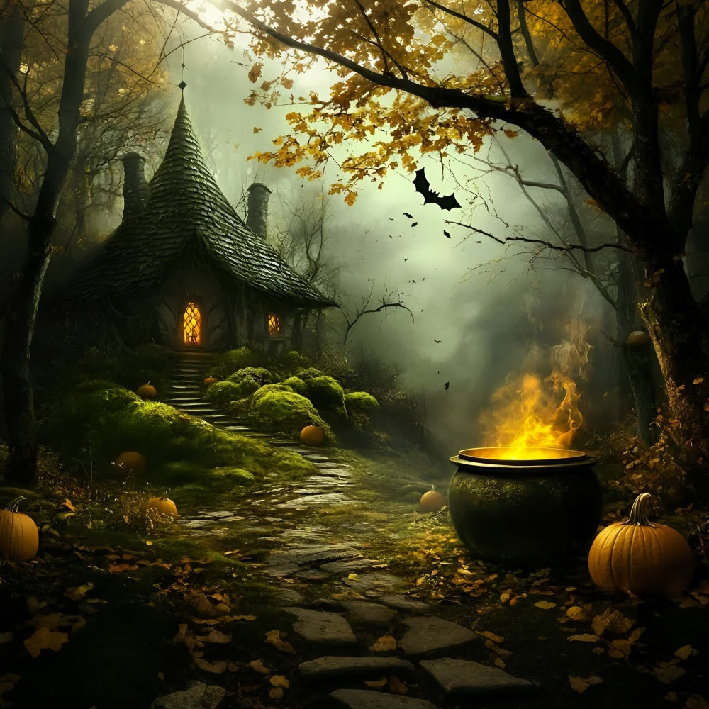 Halloween Backdrop For Photos Haunted Witch Cottage Backdrop UK GQ6-250