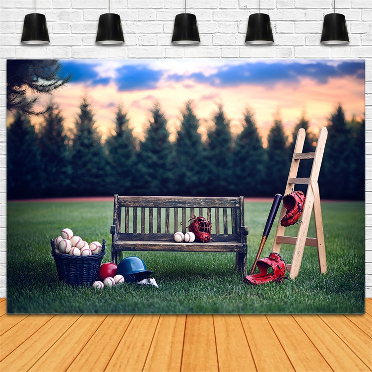 Baseball Backdrops Sunset Baseball Bench Backdrop UK GQ6-261