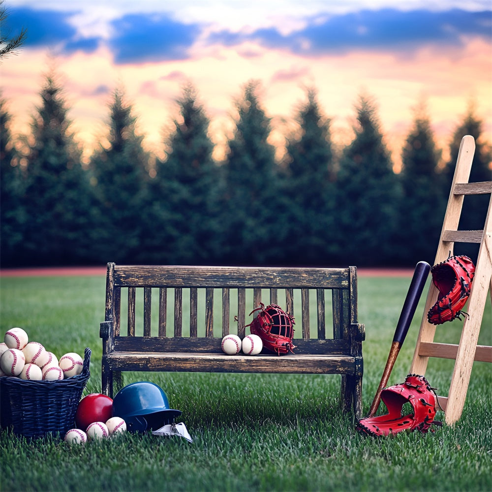 Baseball Backdrops Sunset Baseball Bench Backdrop UK GQ6-261