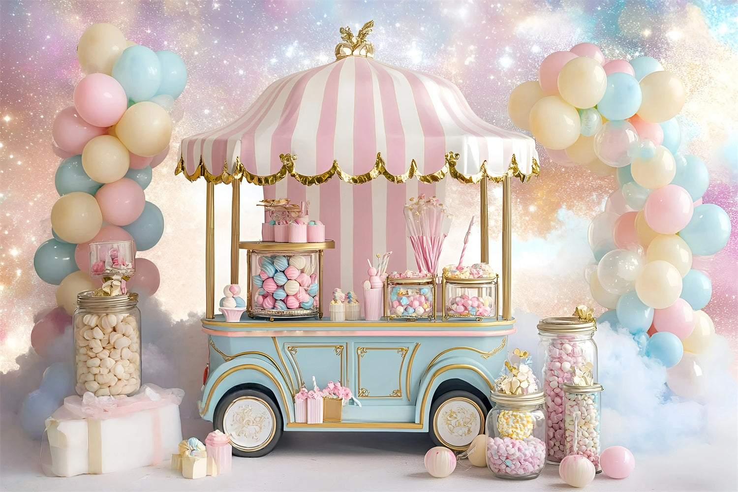 Backdrop For Birthday Fairytale Sugar Cart Backdrop UK GQ6-298