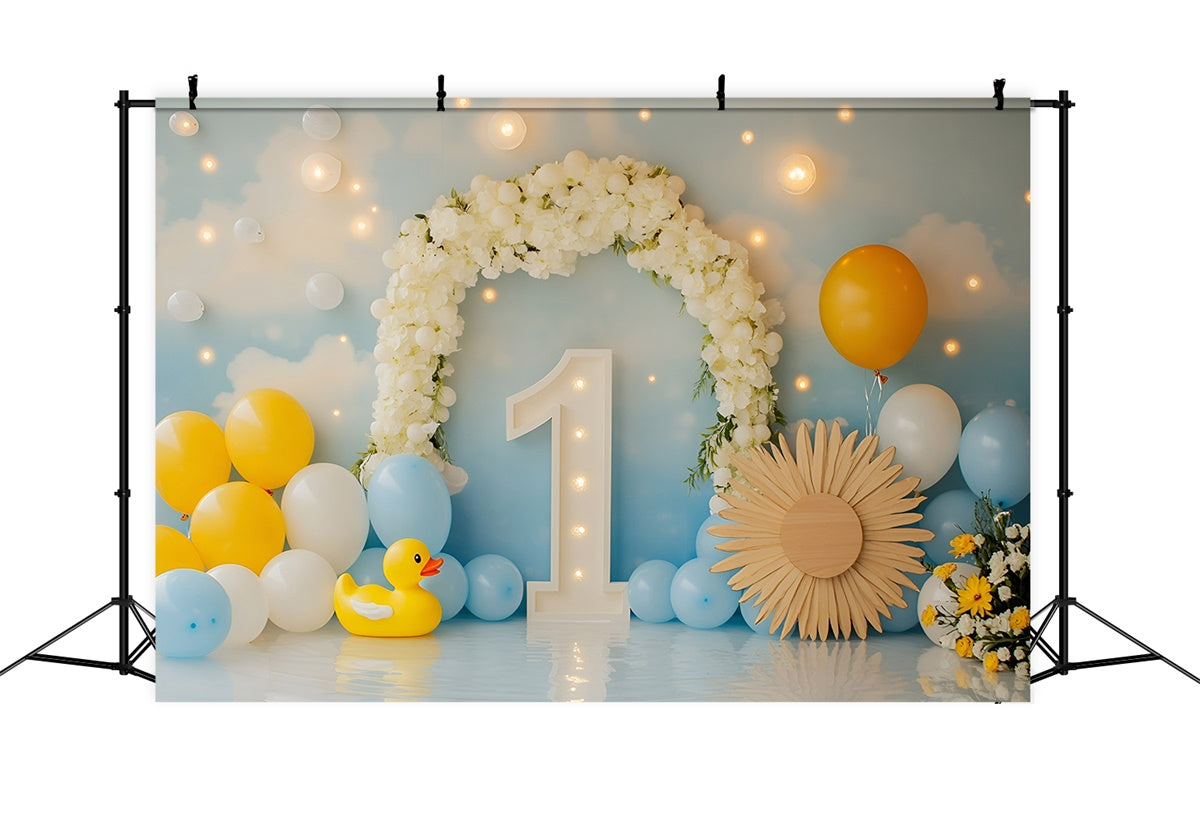 1st Birthday Backdrop Duck Balloon Bliss Backdrop UK GQ6-301