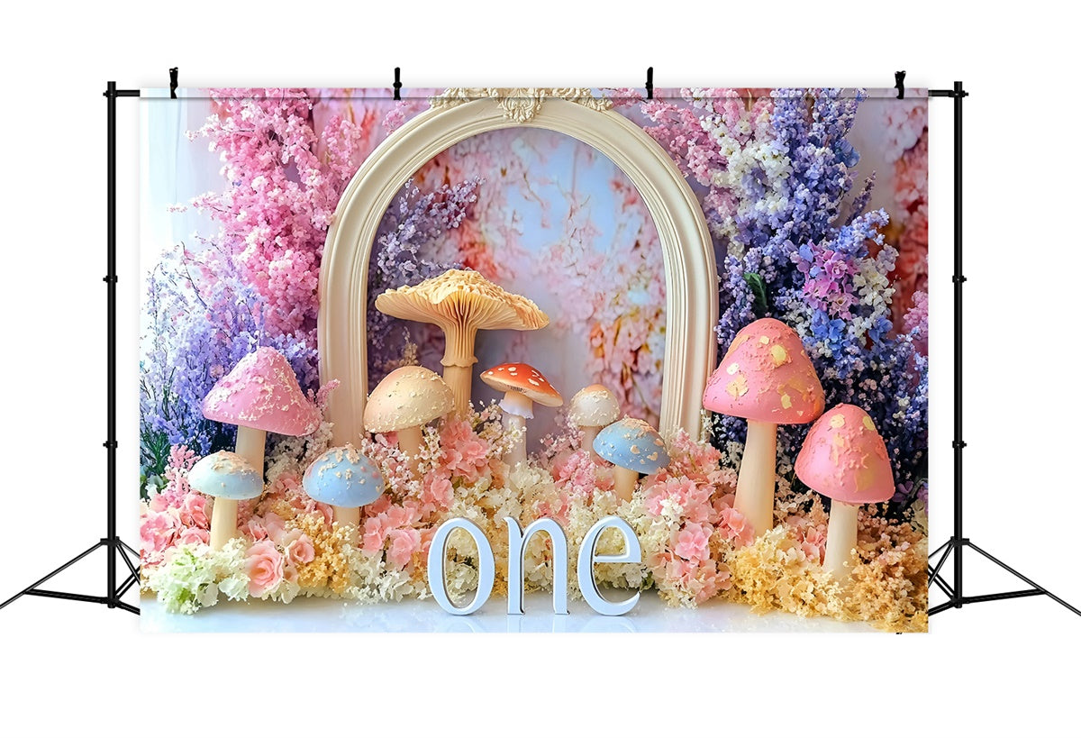 1st Birthday Backdrop Magical Mushroom Garden Backdrop UK GQ6-304