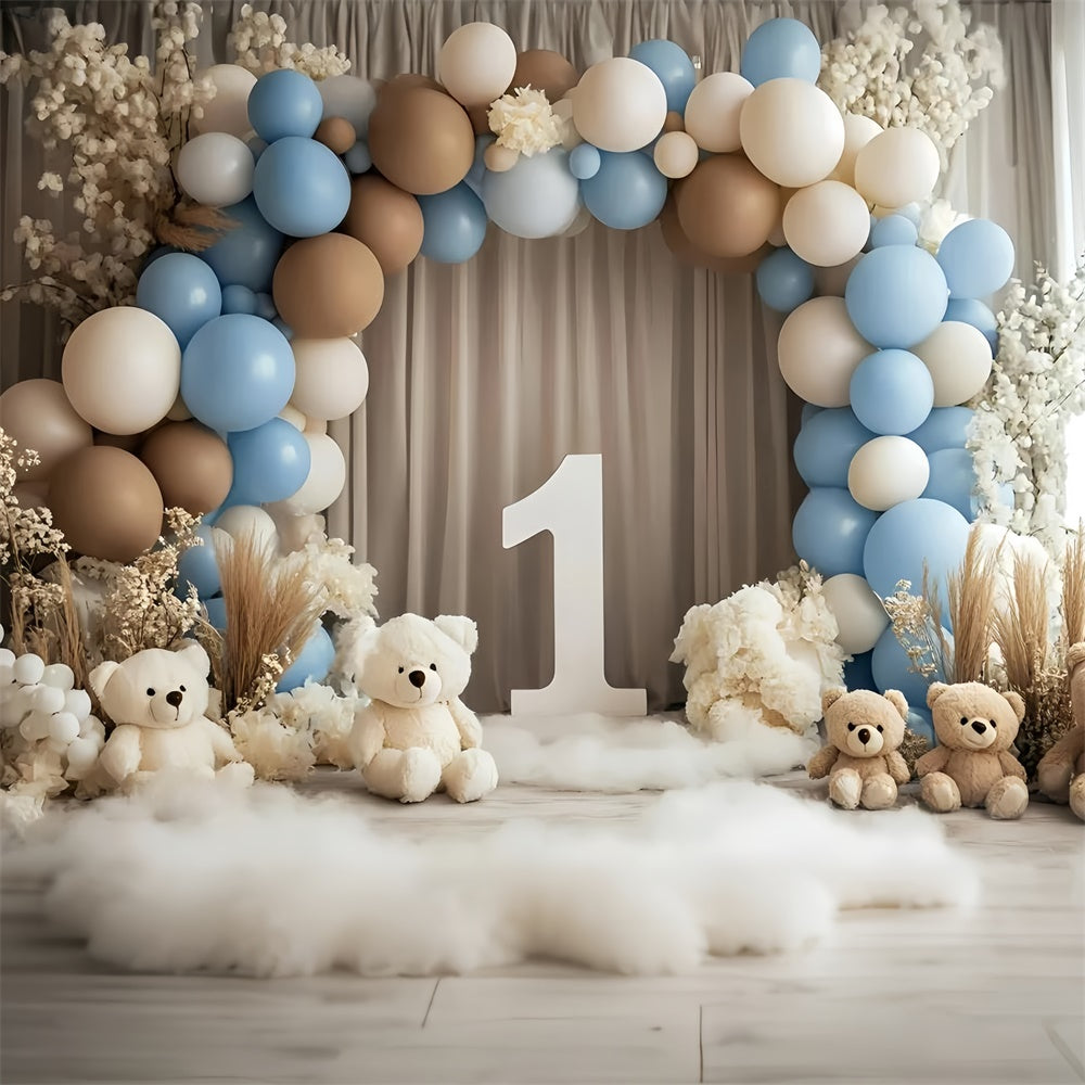 1st Birthday Backdrop Balloon Teddy Scene Backdrop UK GQ6-311