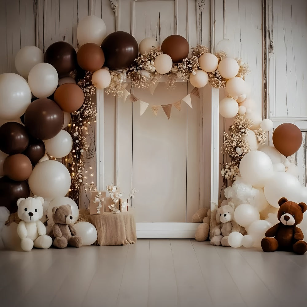 Cake Smash Backdrop Vintage Brown Balloon Backdrop UK GQ6-313