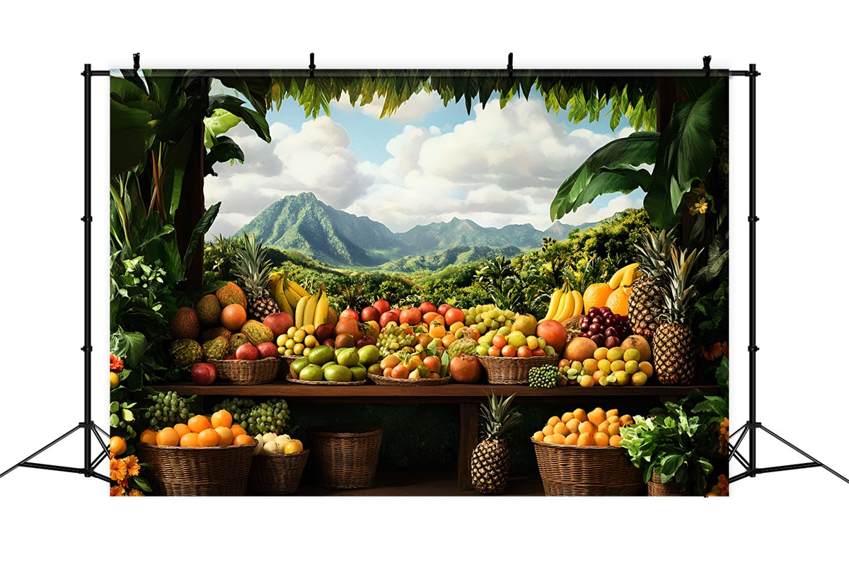 Summer Photo Backdrop Tropical Fruit Market Backdrop UK GQ6-32