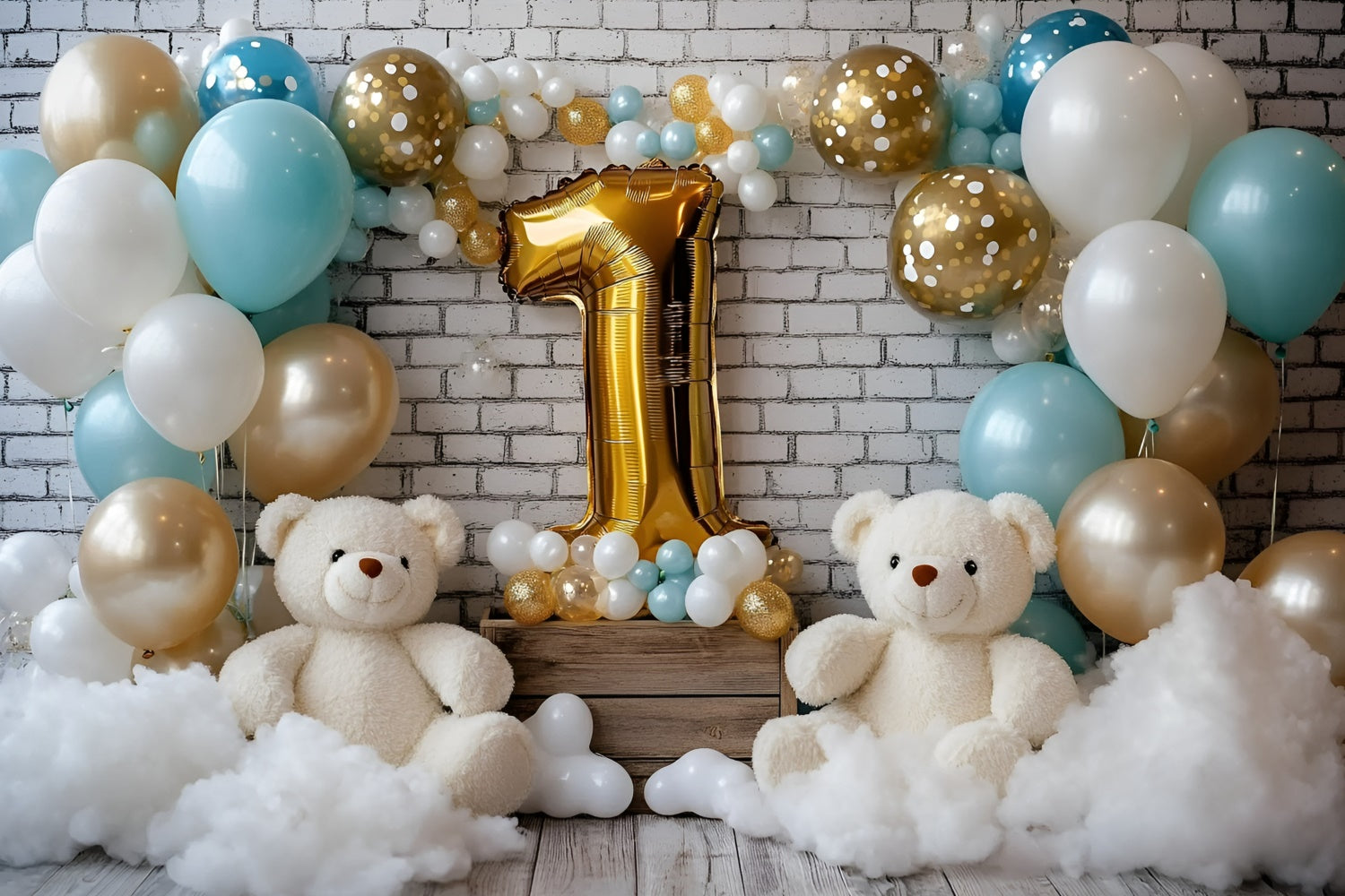 1st Birthday Backdrop Bears Balloon Bash Backdrop UK GQ6-323