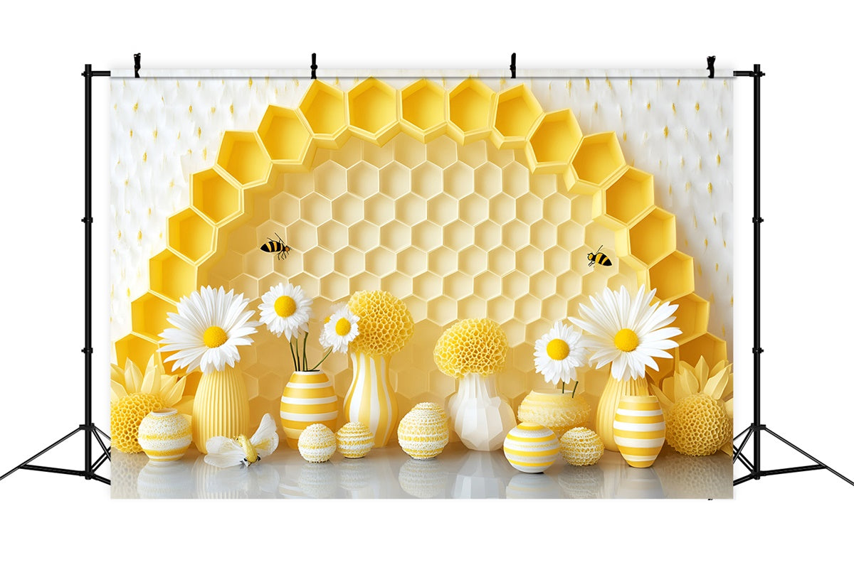Cake Smash Backdrop Daisy Hive Delight Backdrop UK GQ6-330
