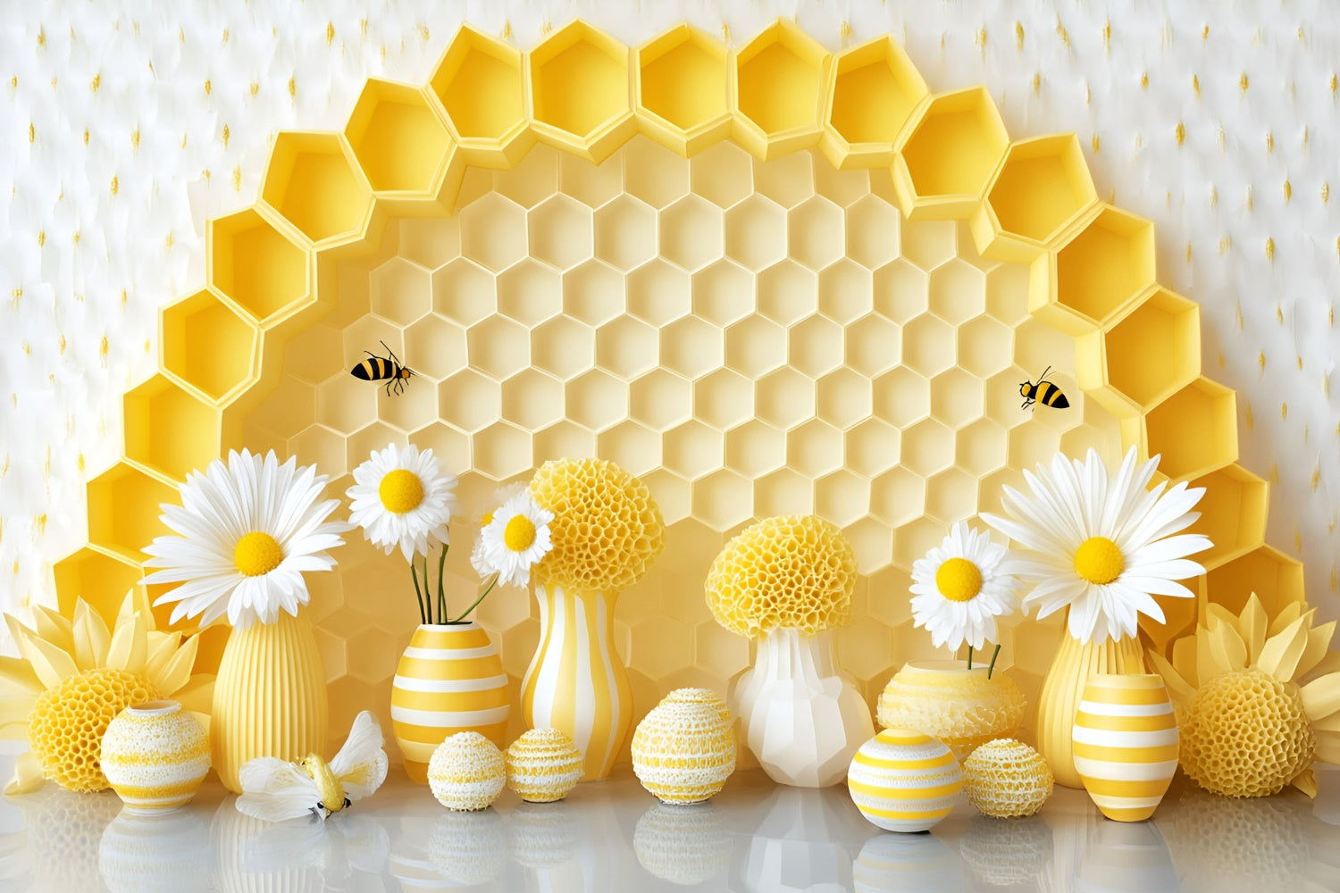 Cake Smash Backdrop Daisy Hive Delight Backdrop UK GQ6-330