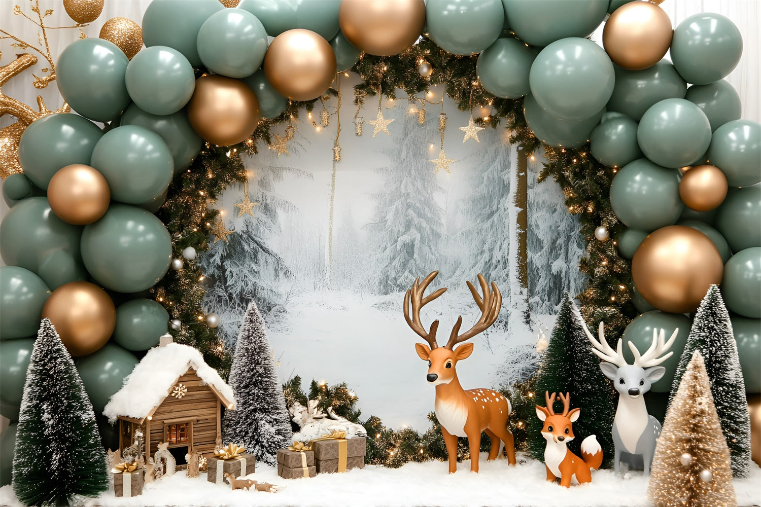 Smash Cake Backdrop Winter Wonderland Lodge Backdrop UK GQ6-334