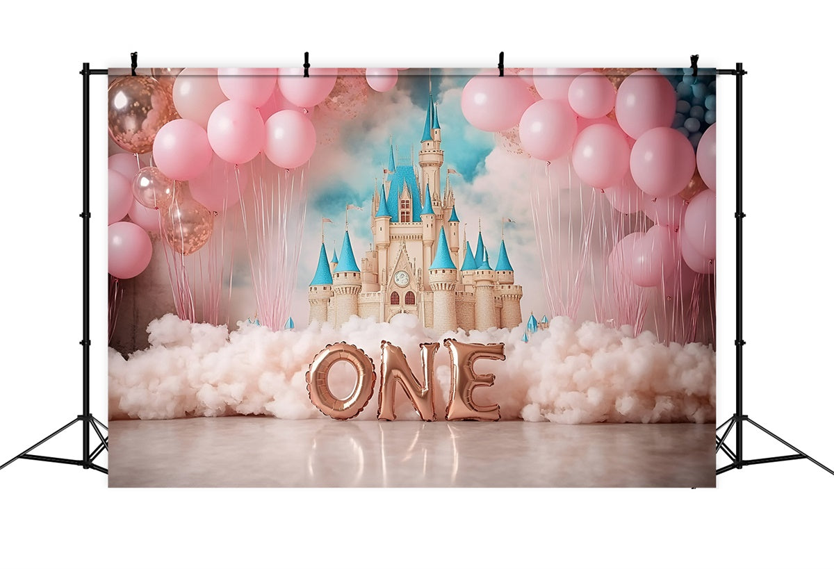 1st Birthday Backdrop Pink Castle Dreams Backdrop UK GQ6-339