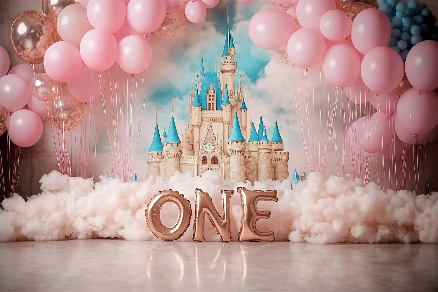1st Birthday Backdrop Pink Castle Dreams Backdrop UK GQ6-339