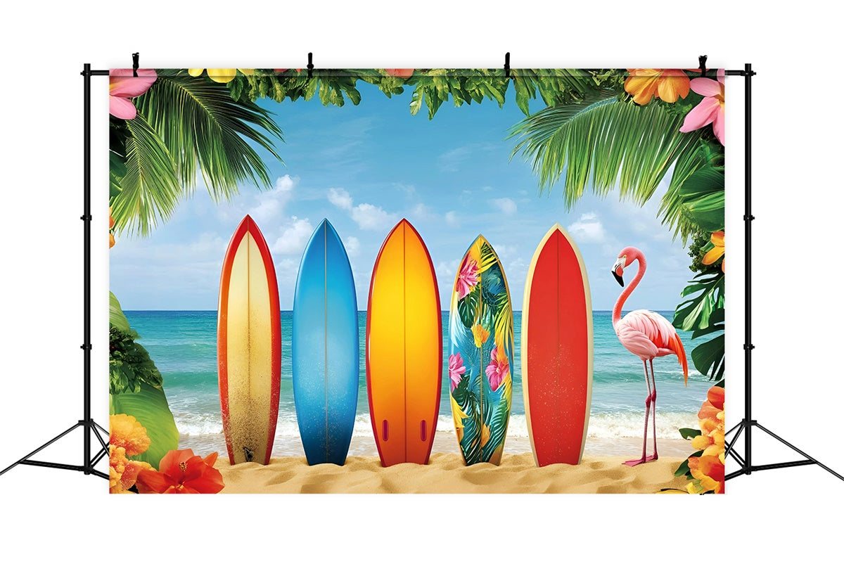 Summer Beach Backdrop Tropical Surfboard Paradise Backdrop UK GQ6-34