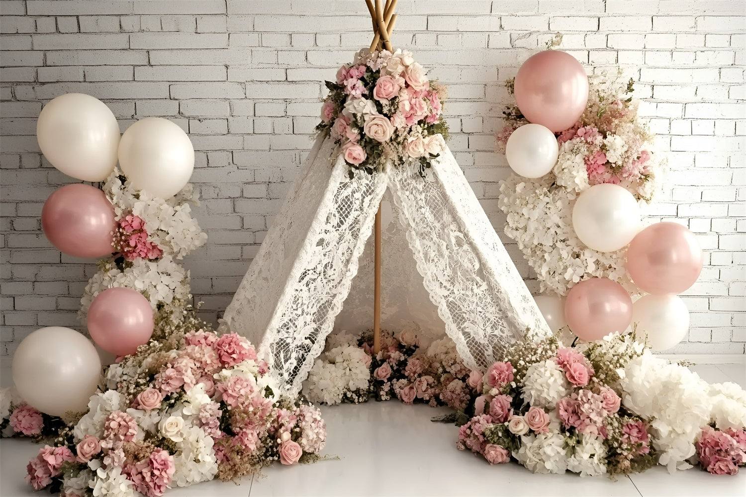 Cake Smash Backdrop Girl Blush Blossom Tent Backdrop UK GQ6-340