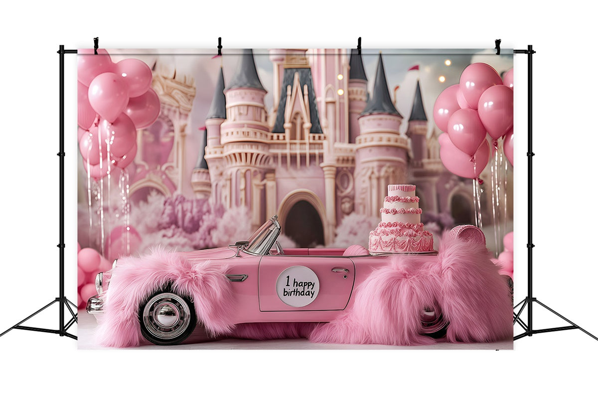 Cake Photography Backdrops Pink Convertible Castle Backdrop UK GQ6-341