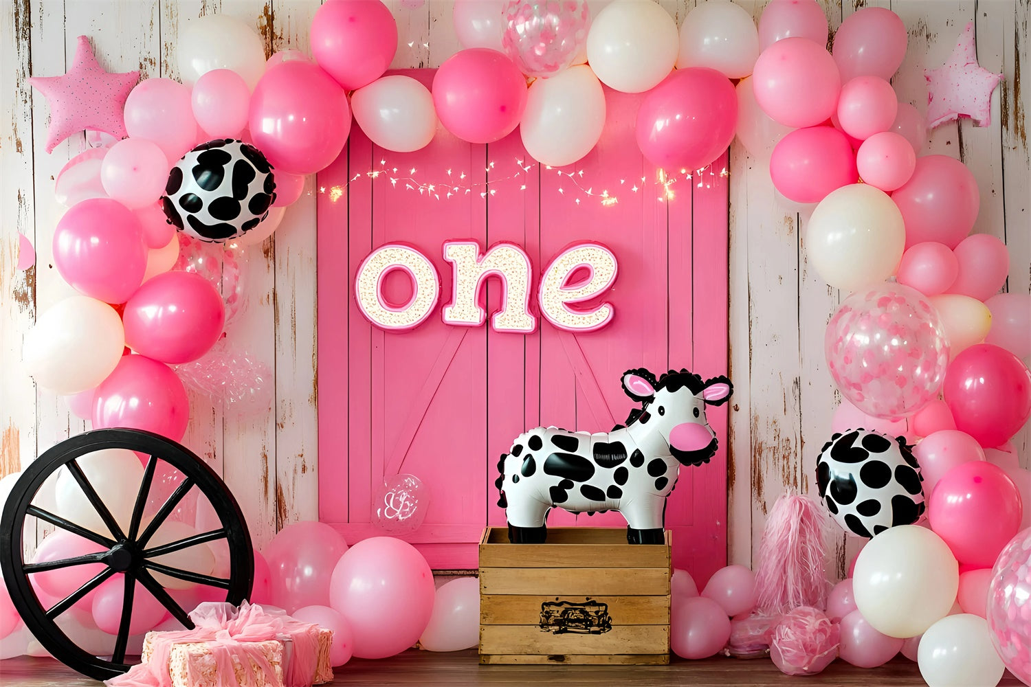 1st Birthday Backdrop Rustic Cowgirl Balloon Backdrop UK GQ6-342