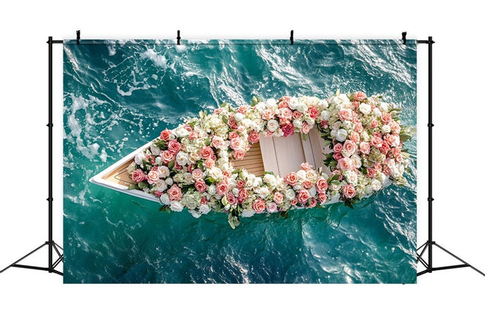 Summer Photo Backdrop Floating Floral Dream Boat Backdrop UK GQ6-52