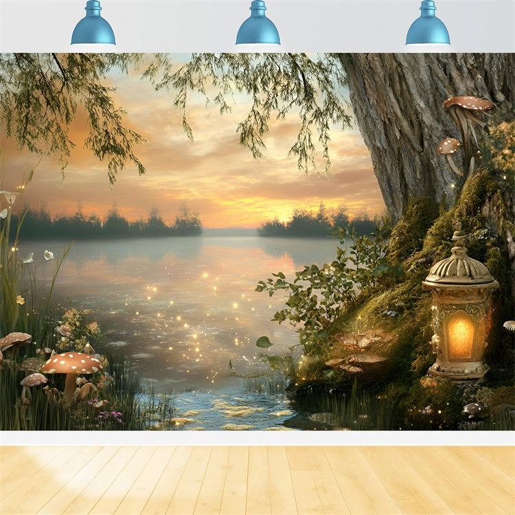 Forest Backdrops Twilight Fairy Lake Summer Photo Backdrop UK GQ6-58