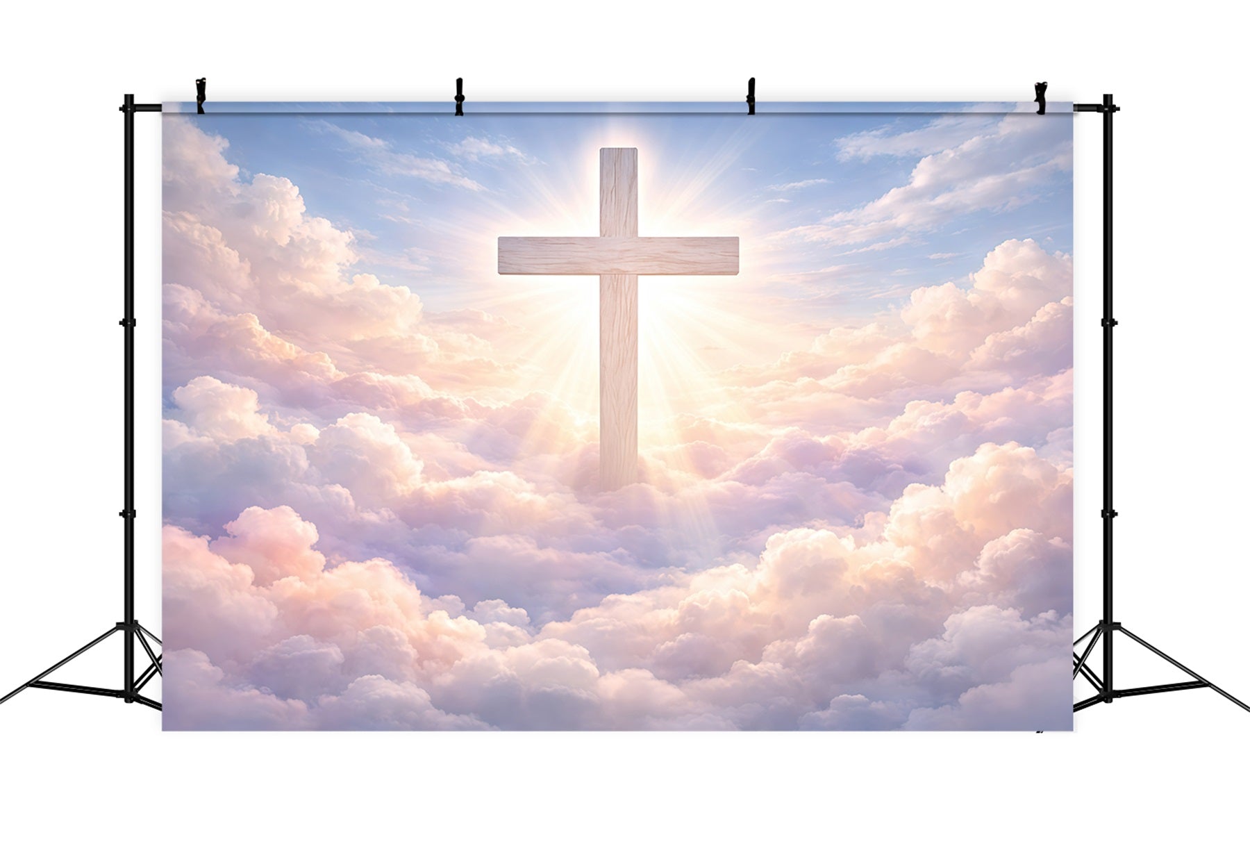 Easter Photo Backdrops Church Radiant Cross Heavenly Clouds Easter Themed Backdrop UK GQ61-14