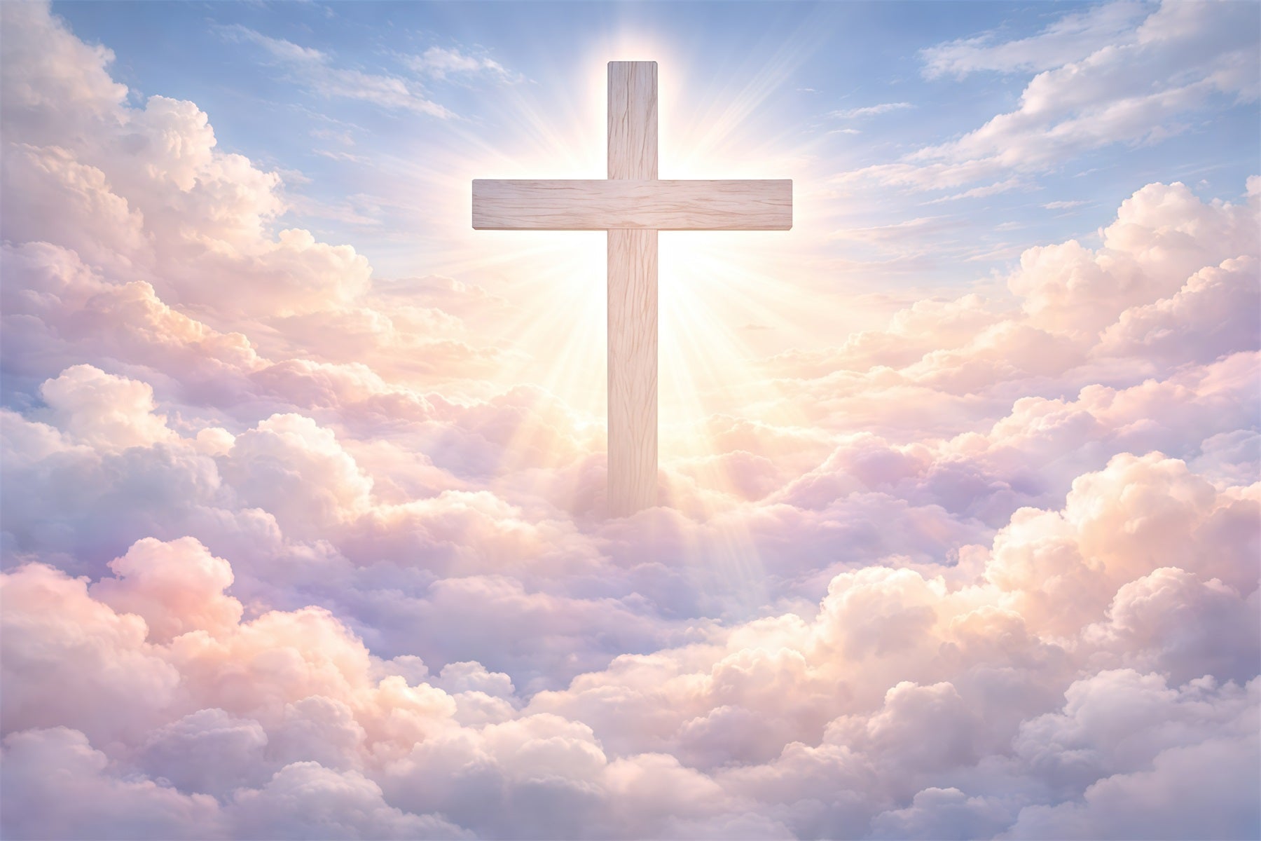 Easter Photo Backdrops Church Radiant Cross Heavenly Clouds Easter Themed Backdrop UK GQ61-14