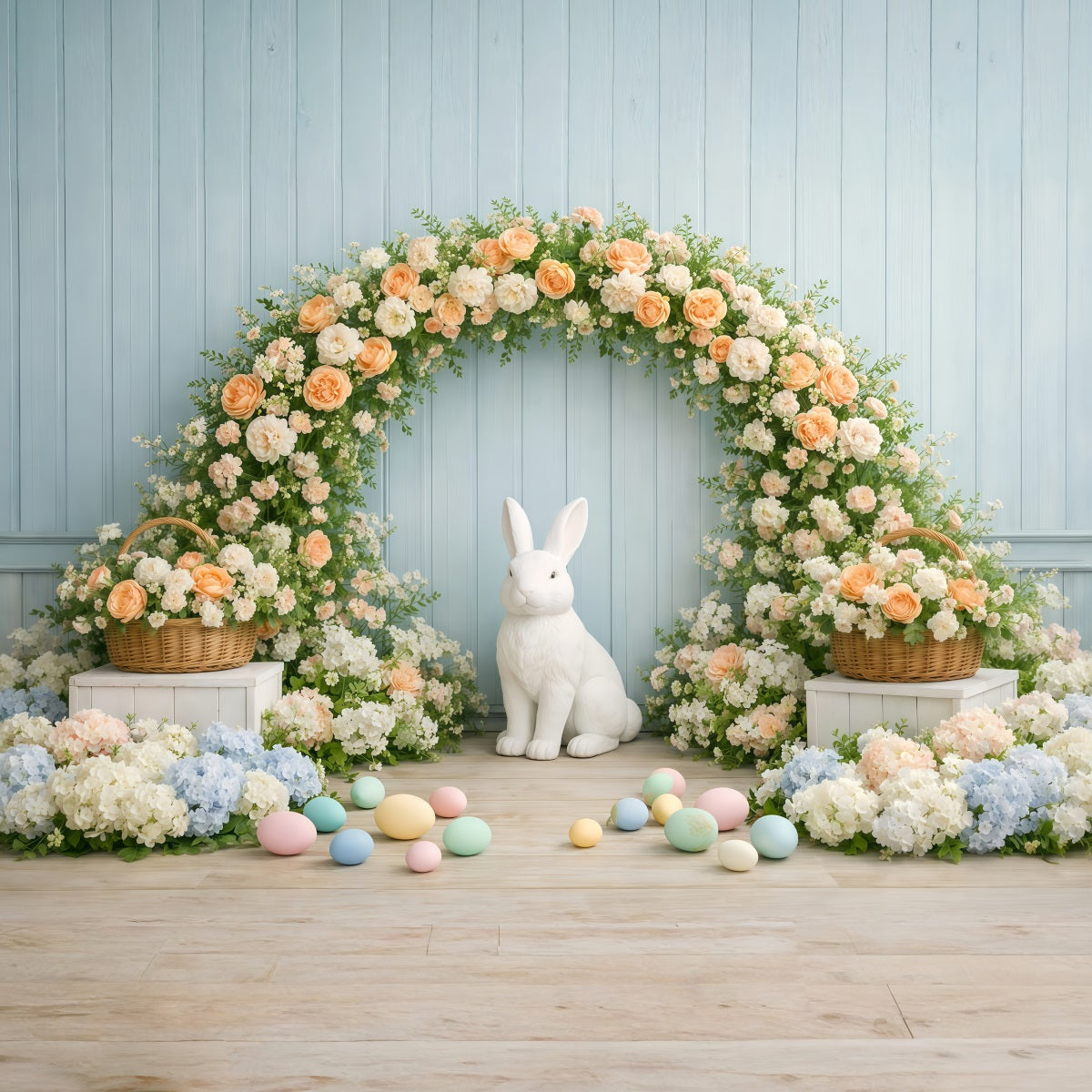 Easter Wall Backdrop Blossom Bunny Flower Arch Easter Backdrop For Photography UK GQ61-18