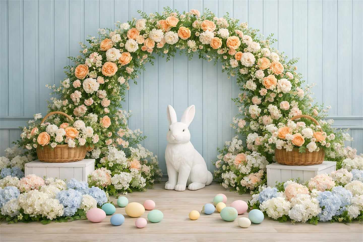 Easter Wall Backdrop Blossom Bunny Flower Arch Easter Backdrop For Photography UK GQ61-18