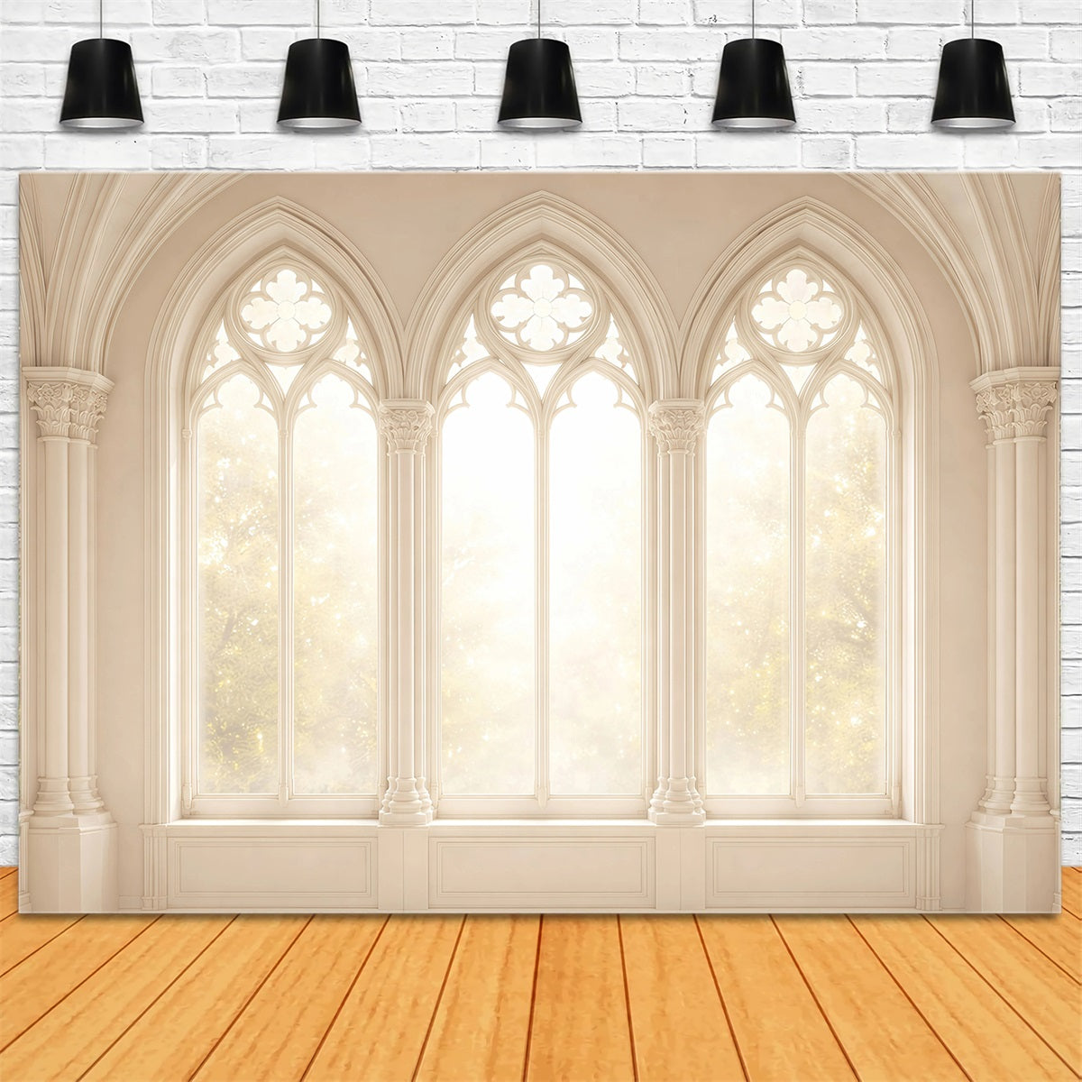 Easter Backdrop For Church Sunlit Gothic Arched Windows Easter Backdrop For Photos UK GQ61-2