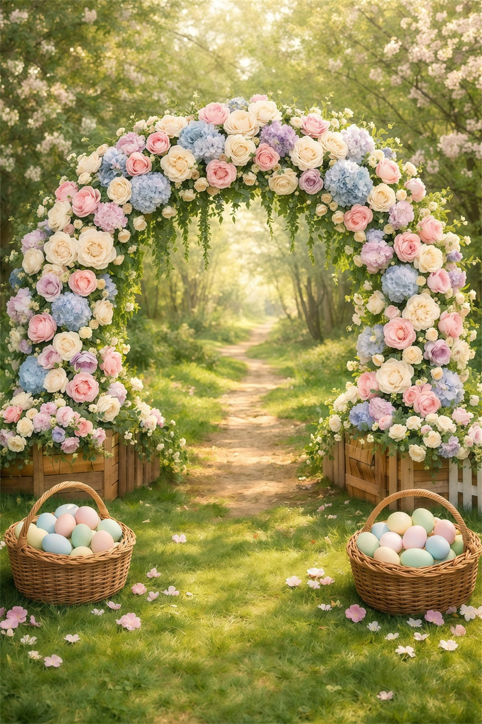 Easter Spring Backdrops Pastel Floral Garden Arch Photography Easter Backdrop UK GQ61-20