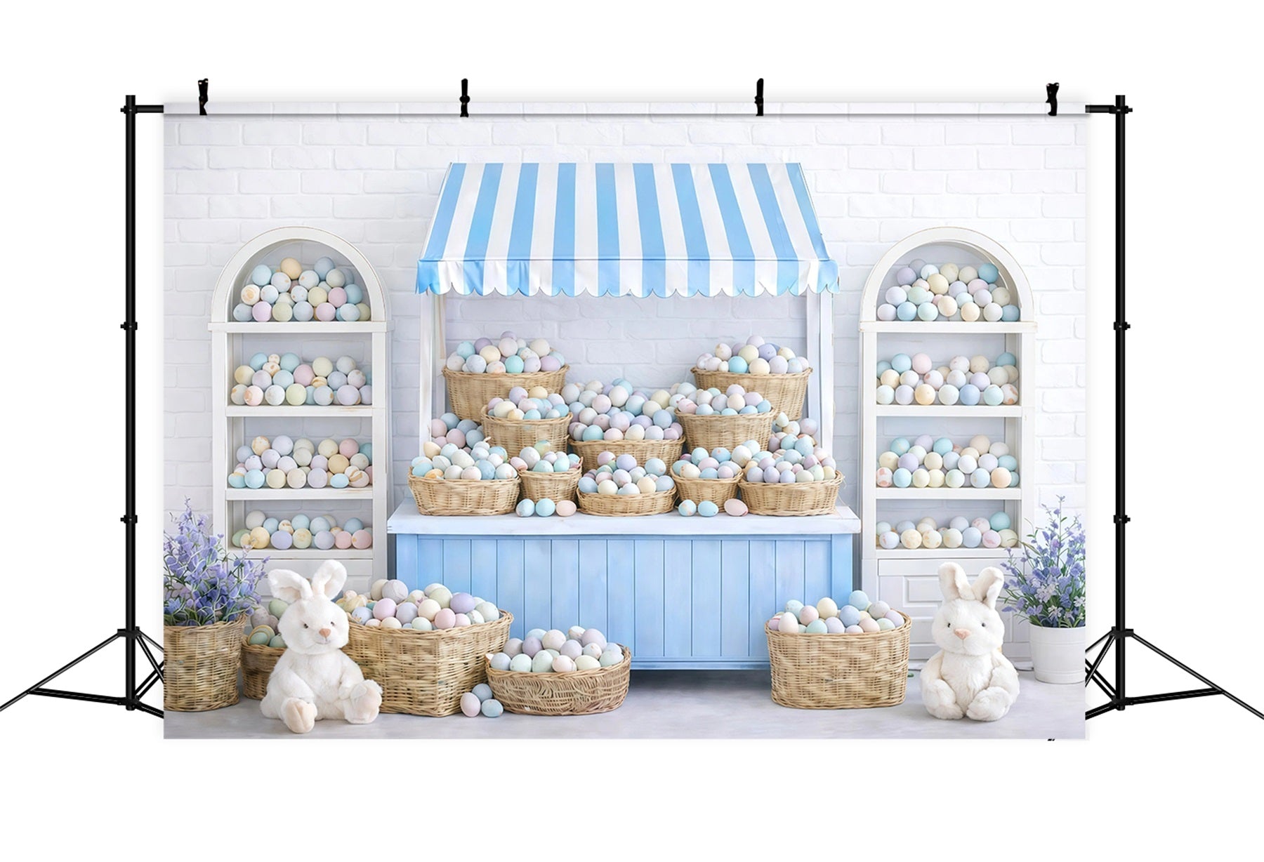Photography Easter Bunny Backdrop Pastel Egg Market Stall Backdrop For Easter UK GQ61-38