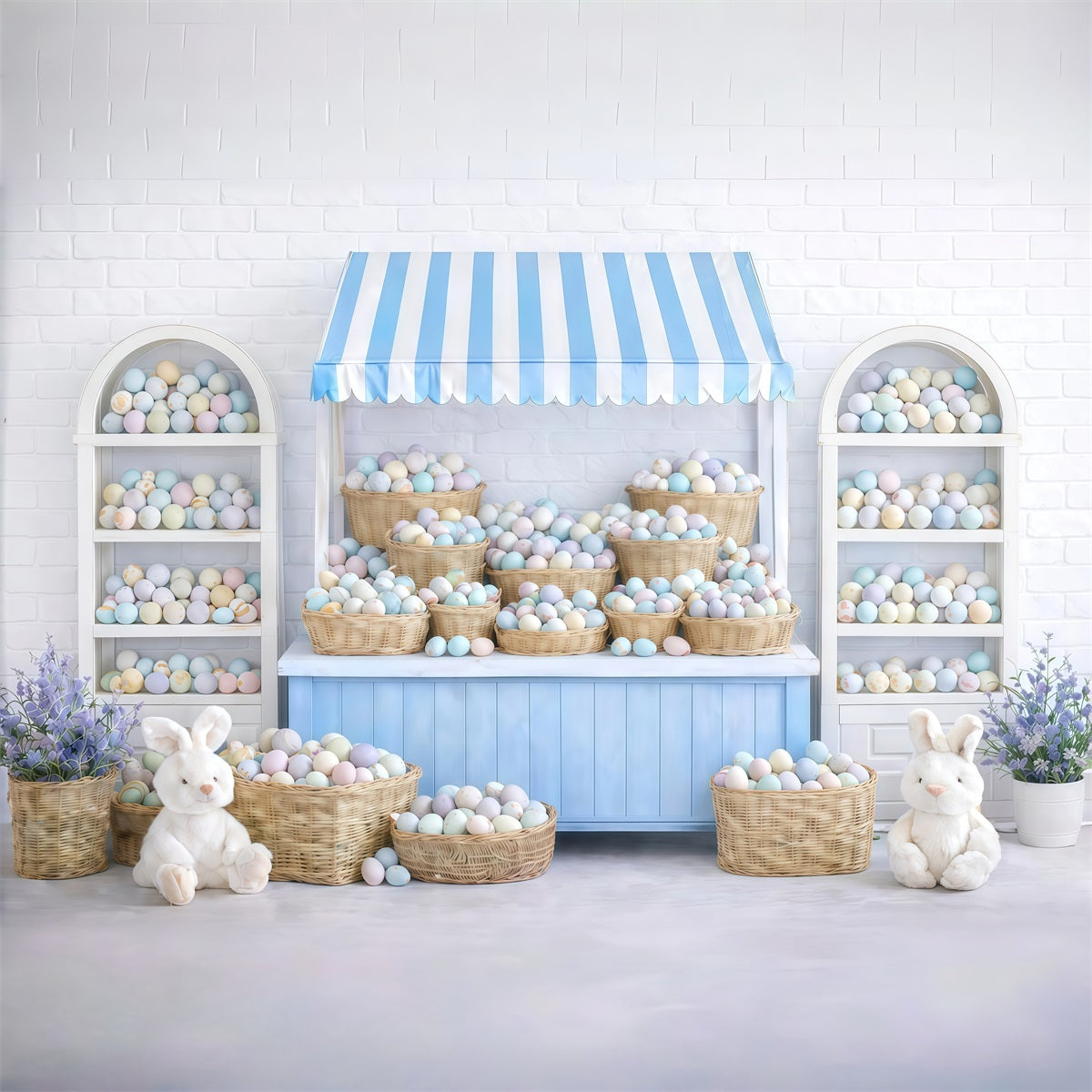 Photography Easter Bunny Backdrop Pastel Egg Market Stall Backdrop For Easter UK GQ61-38