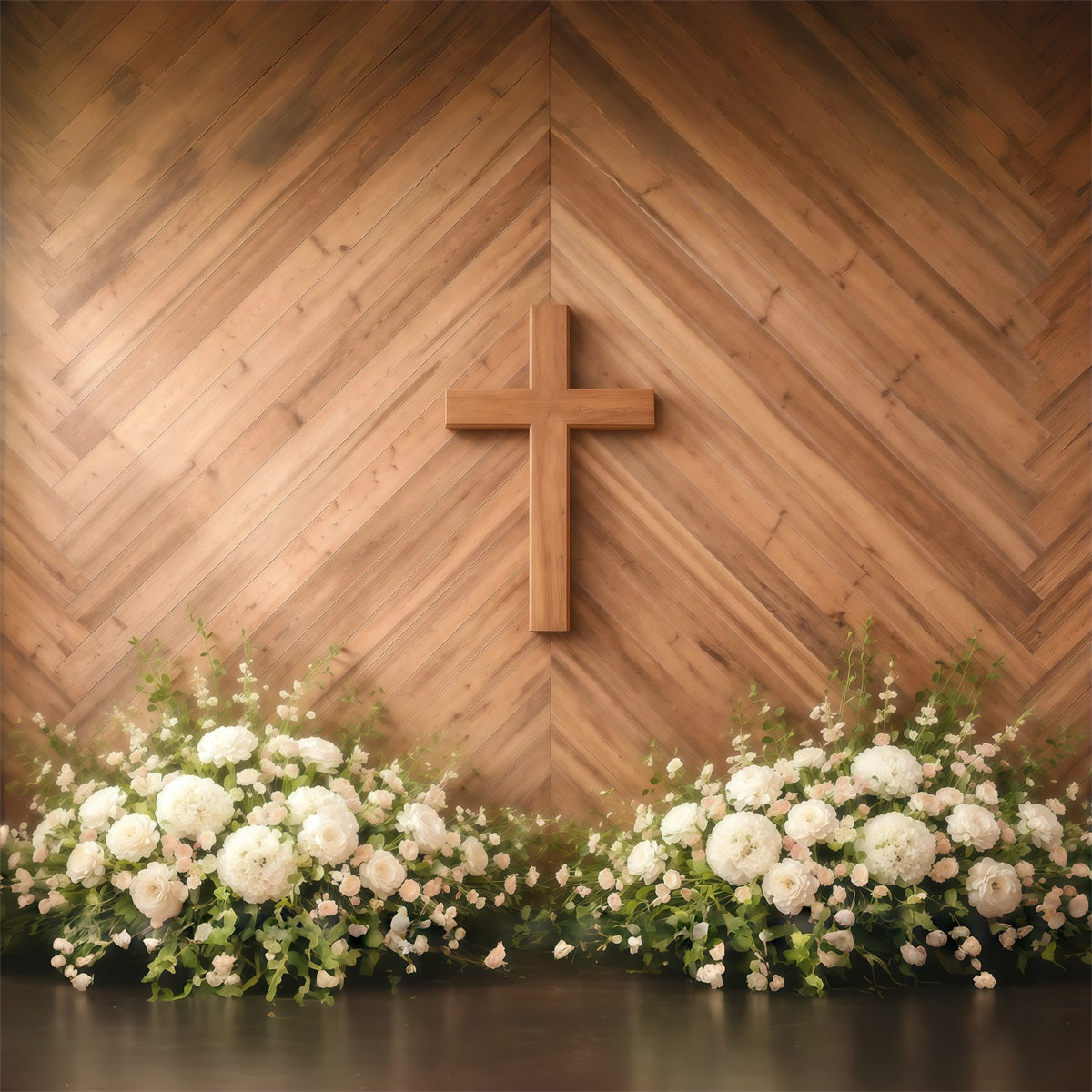 Easter Sunday Backdrop Wooden Cross Floral Altar Easter Picture Backdrop Ideas UK GQ61-4